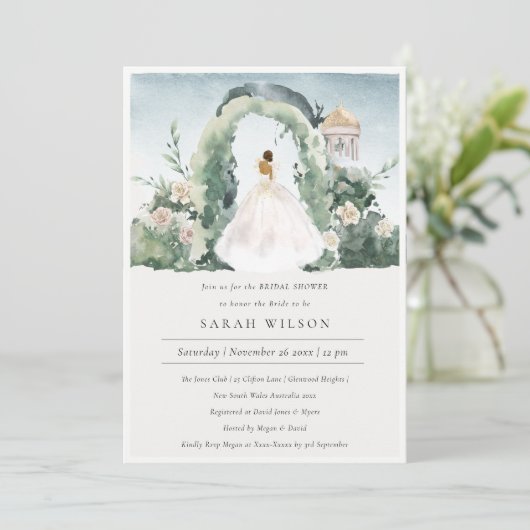 Bride Floral Arch Botanisch Vrijgezellenfeest Invi Bedankkaart (Staand voorkant)