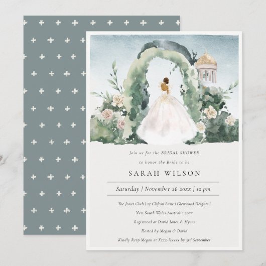 Bride Floral Arch Botanisch Vrijgezellenfeest Invi Bedankkaart (Voorkant / Achterkant)