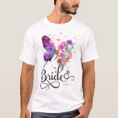 Bride Floral Boho Butterfly Name T-Shirt (Voorkant)
