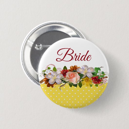 Bride Floral Bouquet Wedding Button (Voorkant /achterkant)