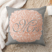Bride  Floral Chrysanthemum Gray Peach Kussen (Deken)