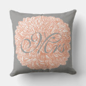 Bride  Floral Chrysanthemum Gray Peach Kussen (Achterkant)