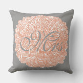 Bride  Floral Chrysanthemum Gray Peach Kussen (Voorkant)