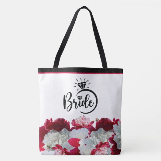 Bride Floral Peonies multi Print Tote Bag (Voorkant)