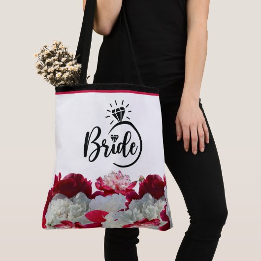 Bride Floral Peonies multi Print Tote Bag (Dichtbij)