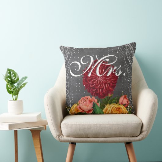 Bride  Floral Red Heirloom Roos Kussen (Stoel)