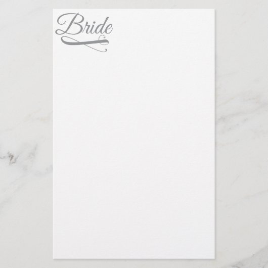 Bride Flourish Gray Briefpapier (Voorkant)