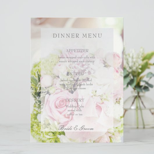 Bride Flower Bouquet, bewerkbaar trouwmenu Menu (Staand voorkant)