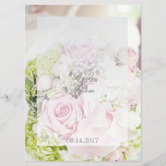 Bride Flower Bouquet, bewerkbaar trouwmenu Menu (Achterkant)