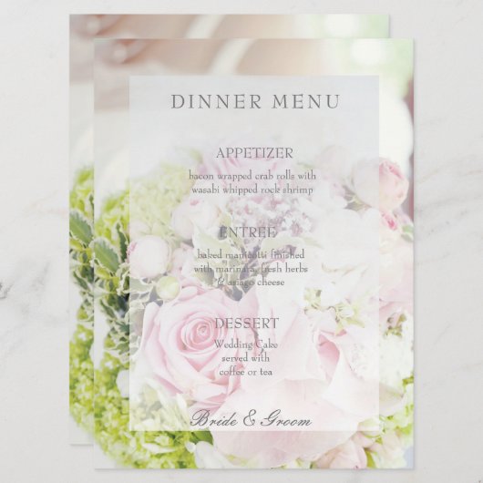 Bride Flower Bouquet, bewerkbaar trouwmenu Menu (Voorkant / Achterkant)