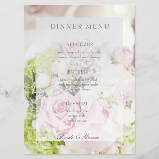 Bride Flower Bouquet, bewerkbaar trouwmenu Menu (Voorkant)
