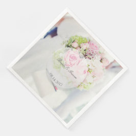 Bride Flower Bouquet, editable bruiloft Servetten