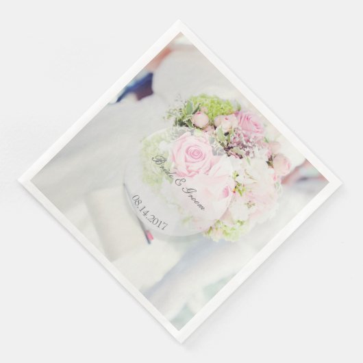 Bride Flower Bouquet, editable bruiloft Servetten (Hoek)