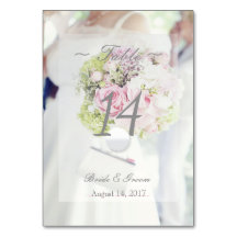 Bride Flower Bouquet editable Wedding Table Number