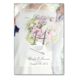 Bride Flower Bouquet editable Wedding Table Number Kaart