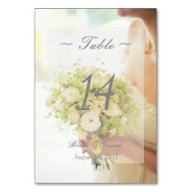 Bride flower bouquet- Floral Wedding Table Number