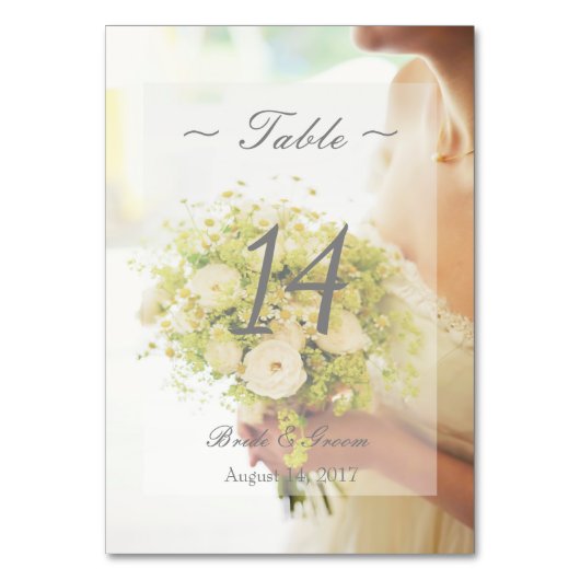 Bride flower bouquet- Floral Wedding Table Number Kaart (Voorkant)