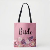 Bride Flower Pattern roze Canvas tas (Voorkant)
