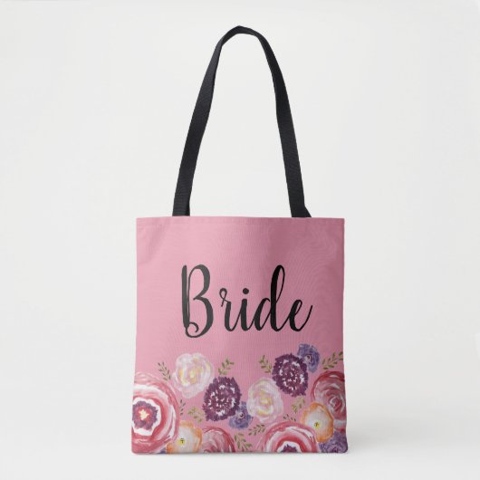 Bride Flower Pattern roze Canvas tas (Voorkant)