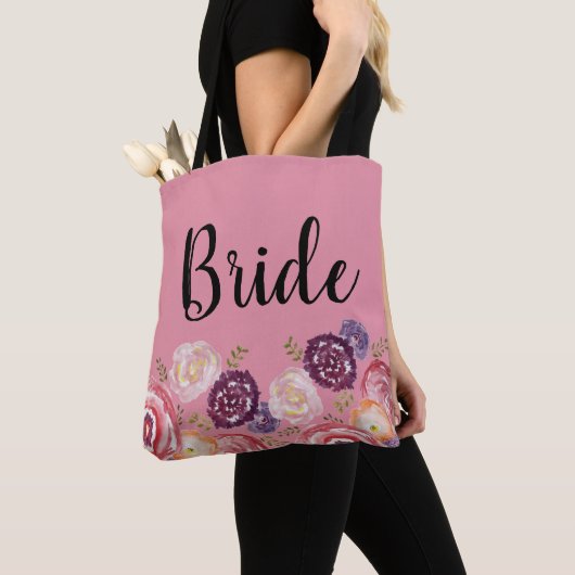 Bride Flower Pattern roze Canvas tas (Dichtbij)
