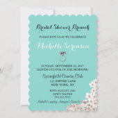 BRIDE Flowers & Lattice Blauwgroen Blue Shower Par Kaart (Achterkant)