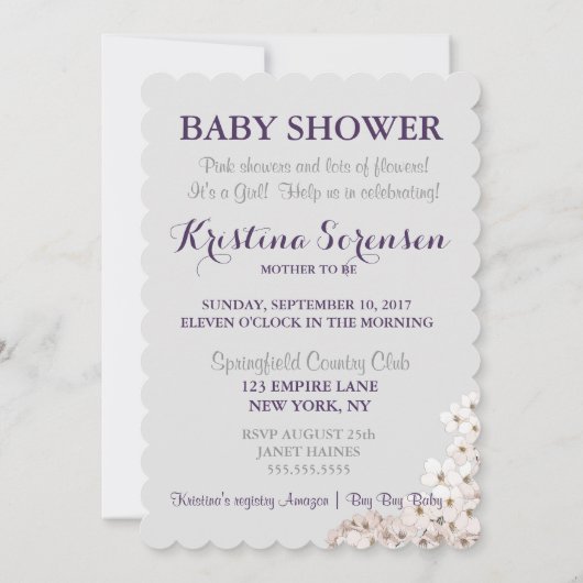 BRIDE Flowers & Lattice Grey & Roze Shower Party Kaart (Achterkant)