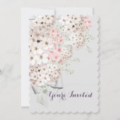 BRIDE Flowers & Lattice Grey & Roze Shower Party Kaart (Voorkant)