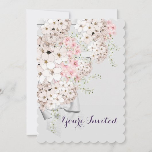 BRIDE Flowers & Lattice Grey & Roze Shower Party Kaart (Voorkant)