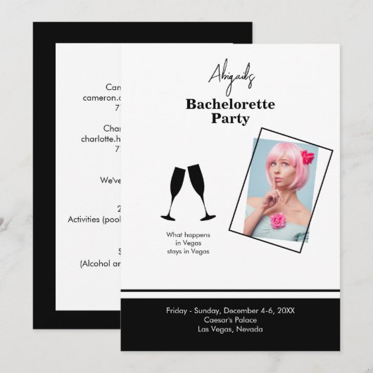 Bride foto B/W-doelbietachelorette in Kaart (Voorkant / Achterkant)