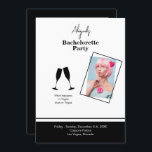 Bride foto B/W-doelbietachelorette in Kaart<br><div class="desc">Bachelorette Party Destination Photo Wedding Invitation. Foto van de Bride,  naam en bestemming. De rug omvat contactinformatie voor partijplanners en kosten van de gebeurtenis.</div>