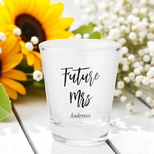 Bride Future Mrs Black White Wedding Shot Glass Shot Glas