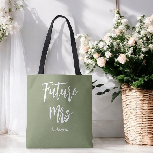 Bride Future Mrs Sage Green Canvas tas