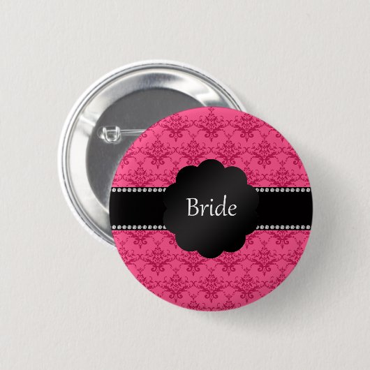 Bride geeft roze vodder ronde button 5,7 cm (Voorkant /achterkant)