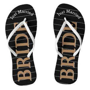 Bride Gewoon gehuwd Faux Gold op zwart of in kleur Teenslippers