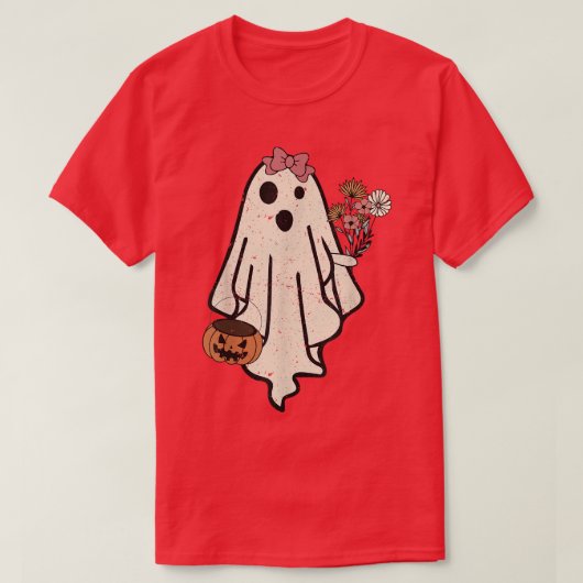 Bride Ghost Funny Halloween Boo Pumpkins Flower T-shirt (Design voorkant)
