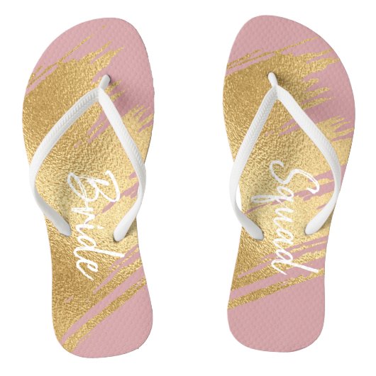 Bride Gifts Sandals Elegant Gold en Black Design Teenslippers (Voetbed)