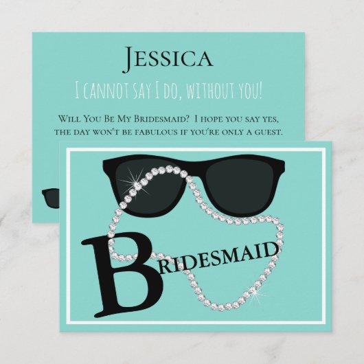 Bride Glam viert Tiara Party Be My Bridesmaid Kaart (Voorkant / Achterkant)