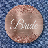 Bride Glittery Roos Gold Foil Ronde Button 5,7 Cm