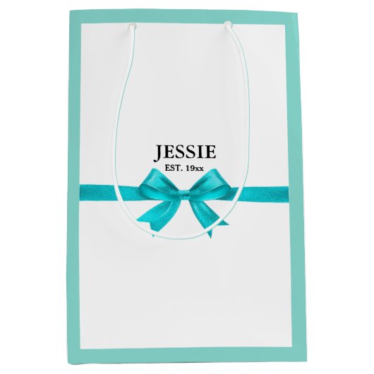 Bride Glitz Glam Blauwgroen Blue Sparkle Shower Medium Cadeauzakje (Voorkant)