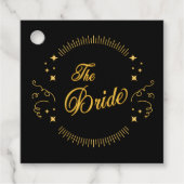 Bride Gold Black Wedding Elegant Classic Bedankjes Labels (Voorkant)