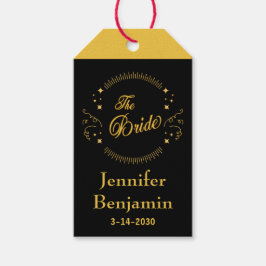 Bride Gold Black Wedding Elegant Classic Cadeaulabel