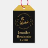 Bride Gold Black Wedding Elegant Classic Cadeaulabel (Achterkant)