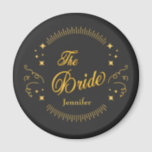 Bride Gold Black Wedding en Jubileum op maat Magneet<br><div class="desc">Bride Gold Black Wedding and Jubileum Custom Magnet is geweldig voor de Bride om met haar accessoires te gebruiken,  met haar decor of als gunsten te geven. Personaliseer het.</div>