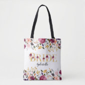 Bride Gold Burgundy Blush Floral Wedding Tote Bag (Voorkant)