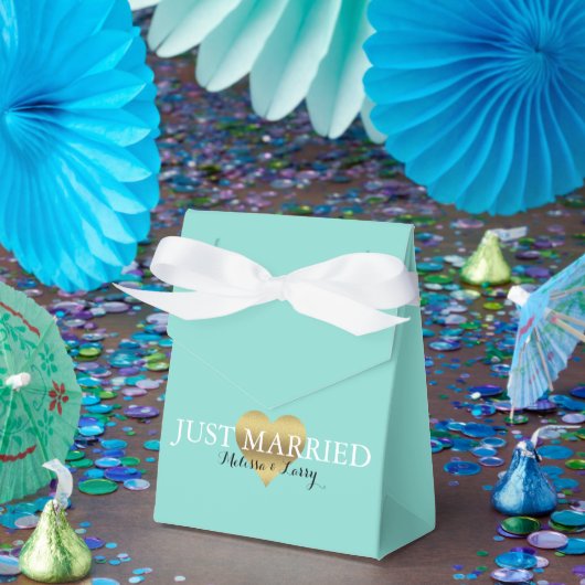 Bride Gold en Blauwgroen Blue Just Married Party Bedankdoosjes (Feest)