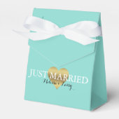 Bride Gold en Blauwgroen Blue Just Married Party Bedankdoosjes (Voorkant Zijde)
