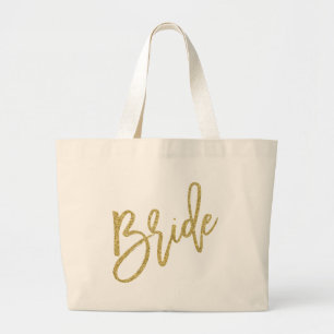 Bride Gold Glitter-script Grote Tote Bag