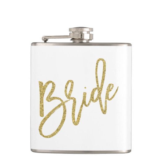 Bride Gold Glitter-script Heupfles (Voorkant)