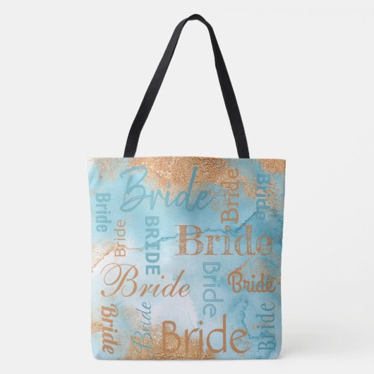 Bride Gold Turquoise Script Modern Wedding Tote Bag (Voorkant)