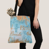 Bride Gold Turquoise Script Modern Wedding Tote Bag (Dichtbij)
